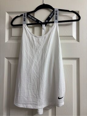 Nike White Tank with Branded Black Contrast Straps